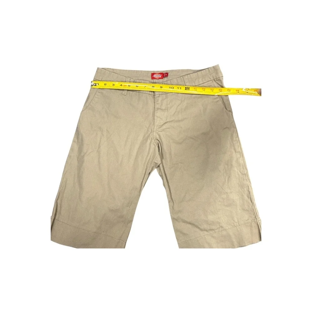 Dickies Khaki Bermuda Shorts Womens 9 Tan Flat Front Workwear Casual Utility